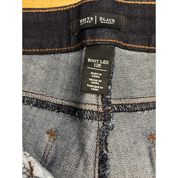 white black blue jeans womens boot leg 12R. Stretch - Picture 9 of 12